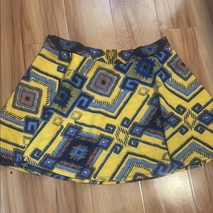 Xhilaration Yellow Blue Resort Mini Skirt